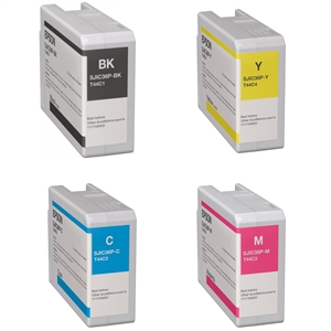 Fuldt conjunto de cartuchos de tinta para Epson ColorWorks C6000 e Epson C6500, Preto Brilhante